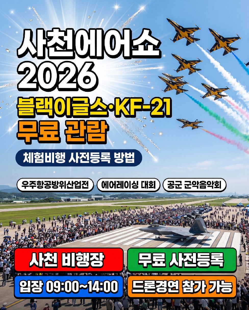 2026 사천에어쇼 10월 22일 무료 관람 사전등록 방법 KF-21 블랙이글스 총정리
