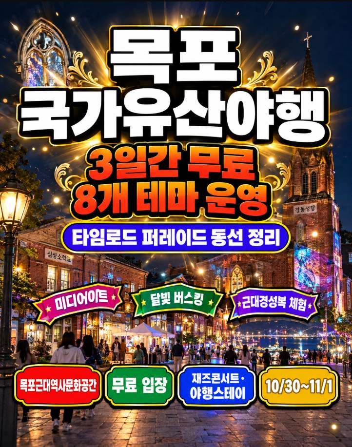 2026 목포 국가유산야행 10월 30일 11월 1일 야간 근대역사 체험 완벽 가이드